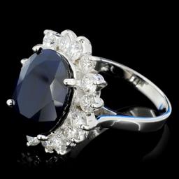 14K Gold 7.00ct Sapphire & 1.50ctw Diamond Ring