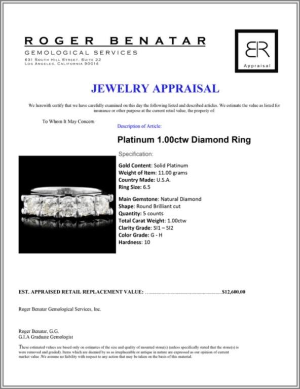 Platinum 1.00ctw Diamond Ring