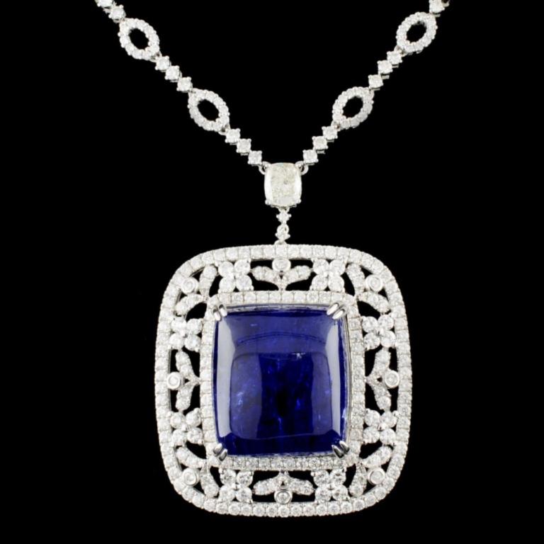 14K Gold 56.89ct Tanzanite & 6.29ctw Diamond Neckl