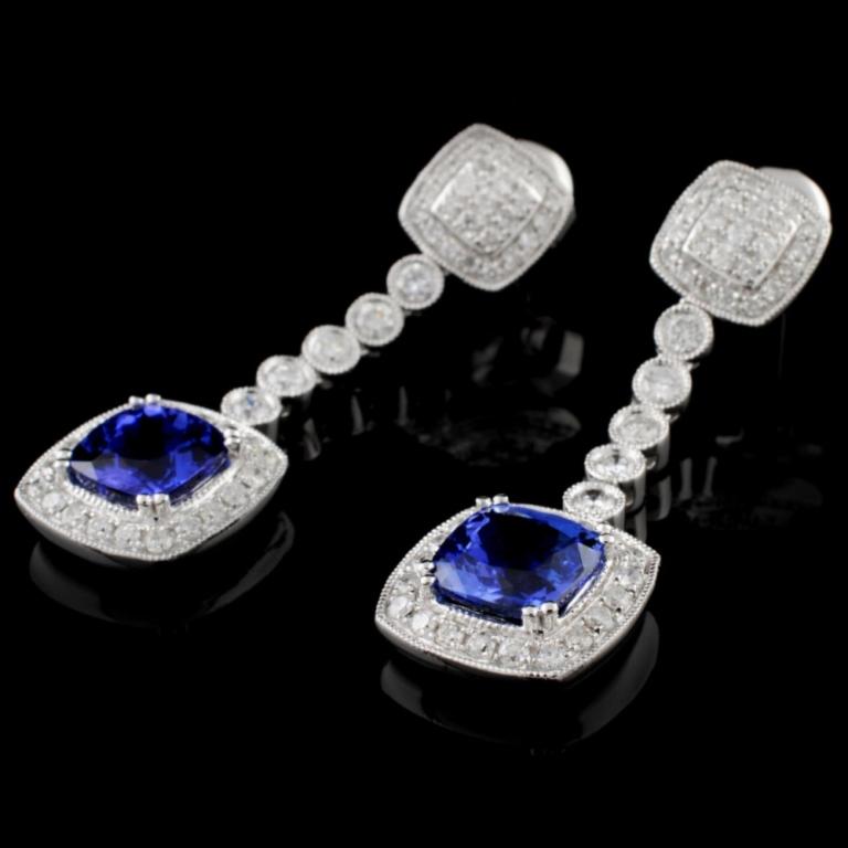 14K Gold 3.11ct Tanzanite & 0.99ct Diamond Earring