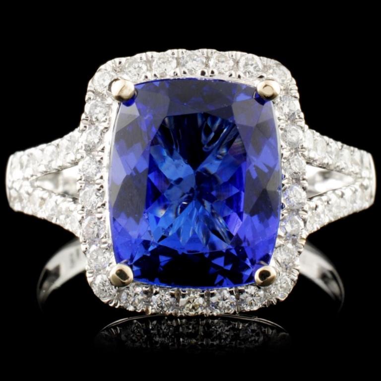 18K Gold 3.89ct Tanzanite & 0.54ctw Diamond Ring