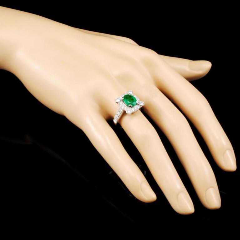 18K Gold 1.58ct Emerald & 0.83ctw Diamond Ring