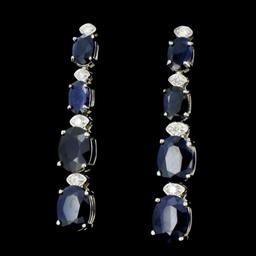 14K Gold 5.00ct Sapphire & 0.35ctw Diamond Earring