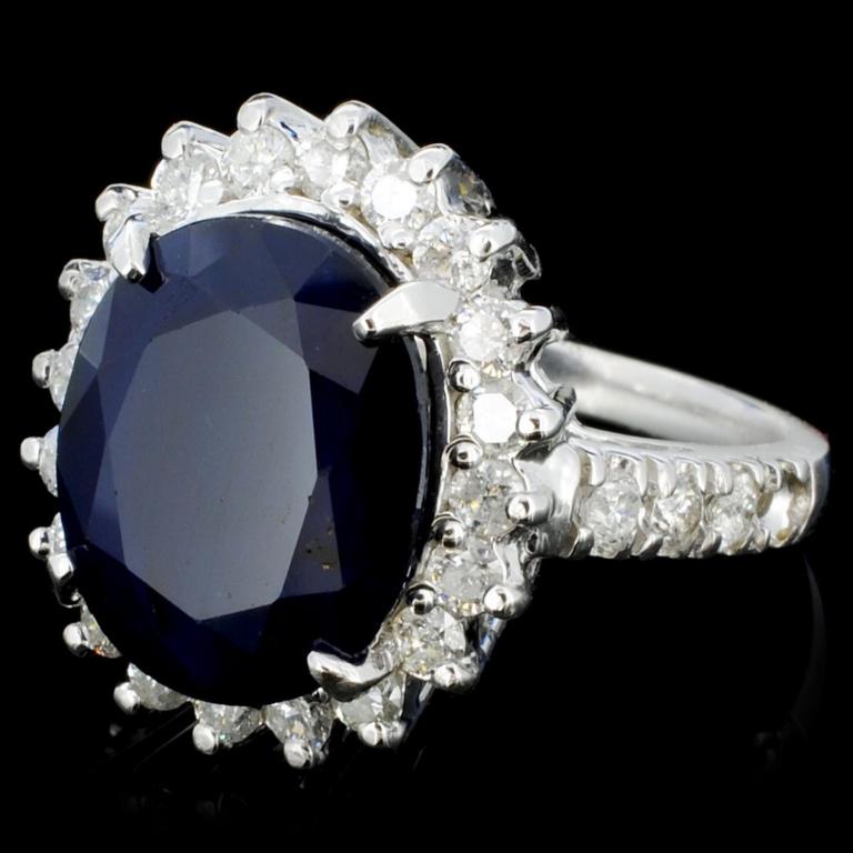 14K Gold 6.00ct Sapphire & 1.50ctw Diamond Ring