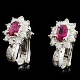 18K Gold 1.00ctw Ruby & 0.98ctw Diamond Earrings