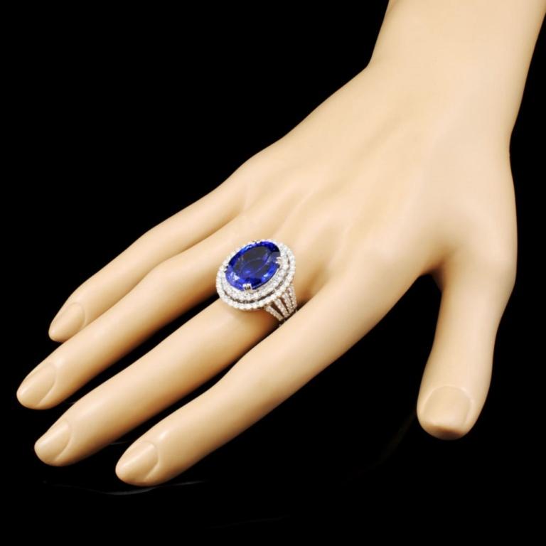 18K Gold 11.05 Tanzanite & 1.77ctw Diamond Ring