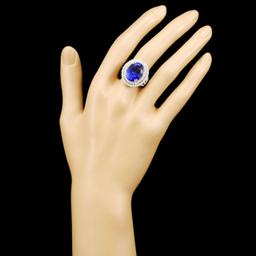 18K Gold 11.05 Tanzanite & 1.77ctw Diamond Ring