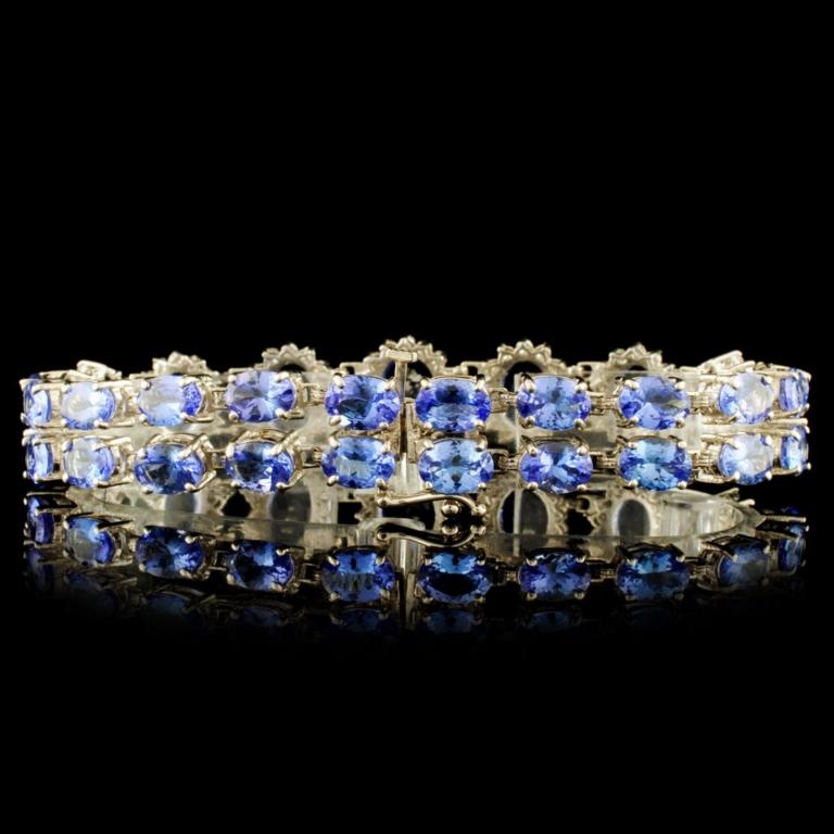 14K Gold 29.40ct Tanzanite & 2.60ctw Diamond Brace