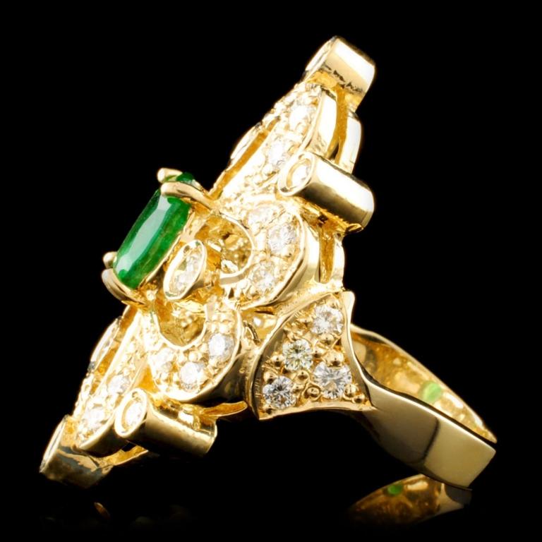 14K Gold 1.50ct Emerald & 1.45ctw Diamond Ring