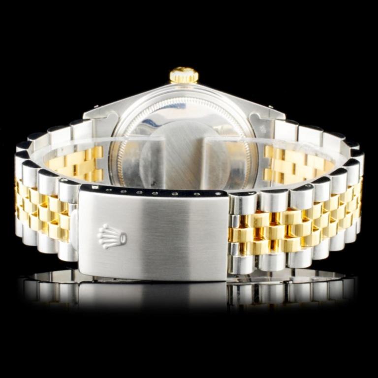 Rolex YG/SS DateJust 36mm Ivory Pyramid Wristwatch
