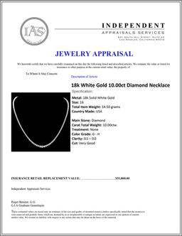 18k White Gold 10.00ct Diamond Necklace