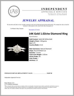 14K Gold 1.02ctw Diamond Ring