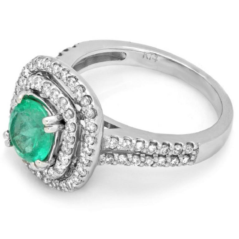 14K Gold 1.50ct Emerald & 0.75ct Diamond Ring