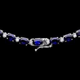 14k Gold 30.00ct Sapphire & 1.00ct Diam Necklace