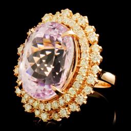 14K Gold 21.91ct Kunzite & 2.05ctw Diamond Ring