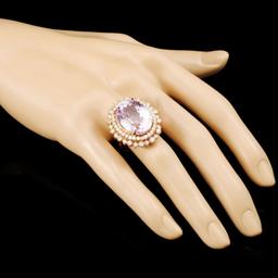 14K Gold 21.91ct Kunzite & 2.05ctw Diamond Ring