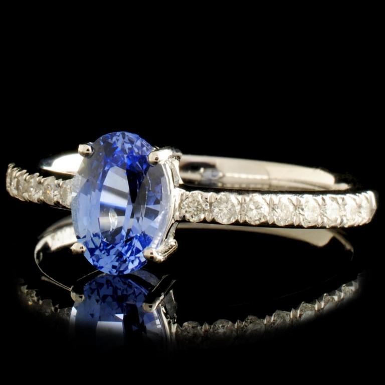 14K Gold 1.12ct Sapphire & 0.21ctw Diamond Ring