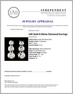 14K Gold 0.50ctw Diamond Earrings