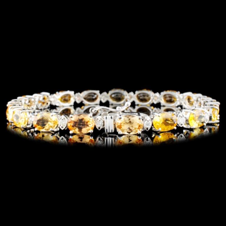 14K Gold 20.05ct Topaz 0.56ctw Diamond Bracelet