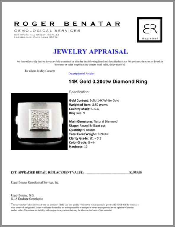 14K Gold 0.20ctw Diamond Ring
