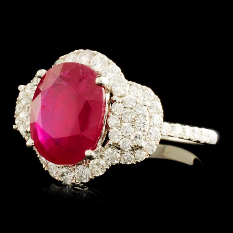 14K Gold 5.00ct Ruby & 1.03ctw Diamond Ring