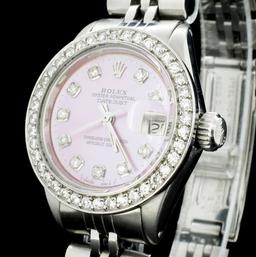 Rolex SS DateJust Ladies Diamond Wristwatch