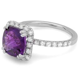 14K Gold 3.00ct Amethyst & .60ct Diamond Ring