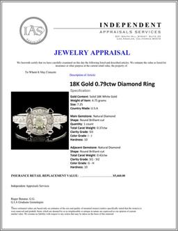 18K Gold 0.79ctw Diamond Ring