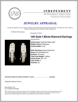 14K Gold 1.60ctw Diamond Earrings