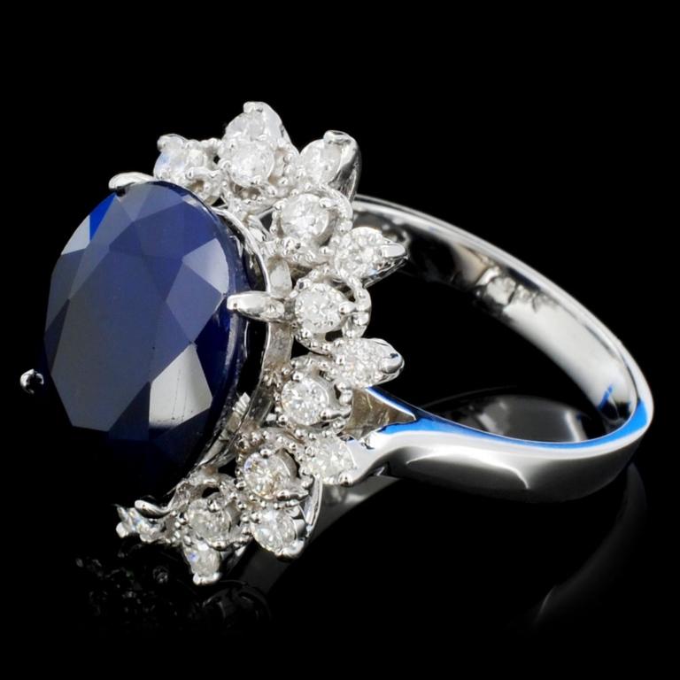 14K Gold 7.00ct Sapphire & 0.75ctw Diamond Ring