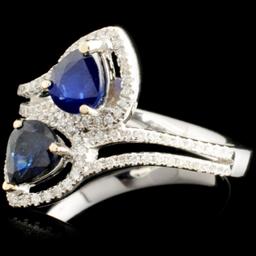 18K Gold 0.96ct Sapphire & 0.26ctw Diamond Ring