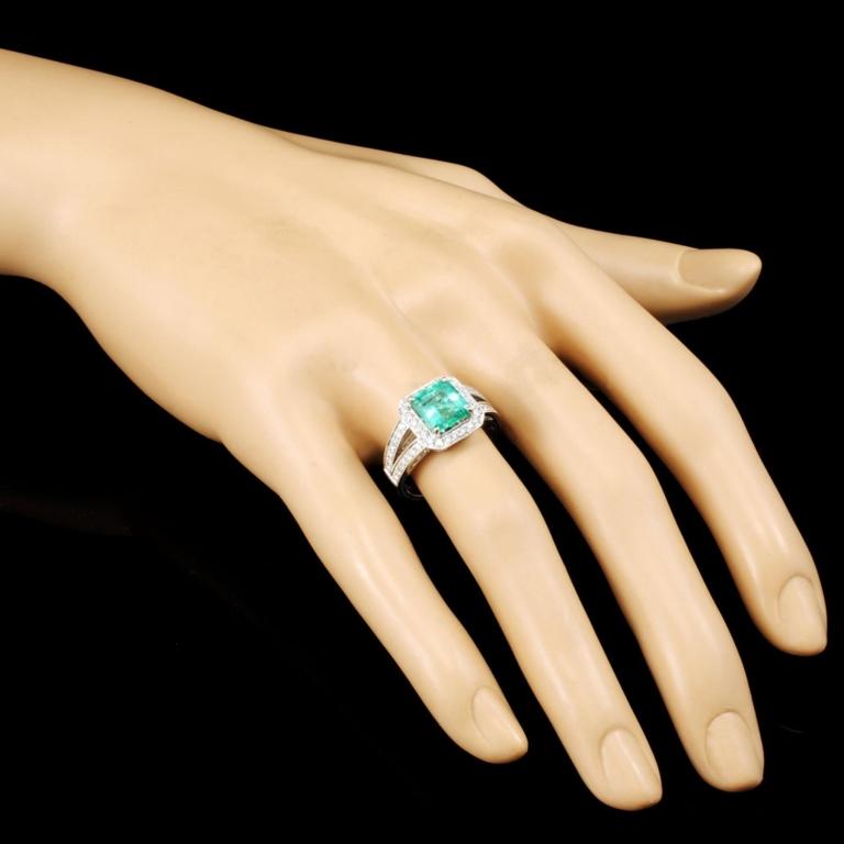 18K Gold 2.10ct Emerald & 0.50ctw Diamond Ring