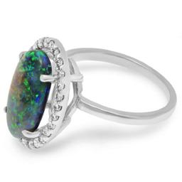 14K Gold 3.00ct Opal & 0.35ct Diamond Ring