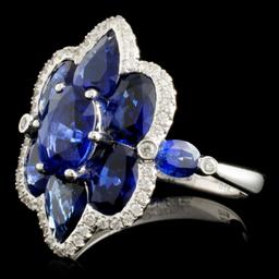 18K Gold 5.03ct Sapphire & 0.18ct Diamond Ring