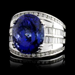 18K Gold 10.28ct Tanzanite & 1.56ctw Diamond Ring