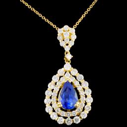 18K Gold 1.97ct Sapphire & 1.77ctw Diamond Pendant