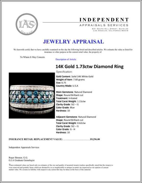 14K Gold 1.73ctw Diamond Ring