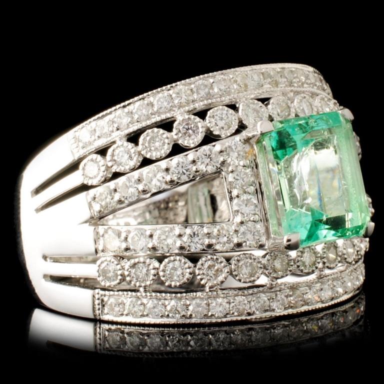 14K Gold 1.54ct Emerald & 1.02ctw Diamond Ring