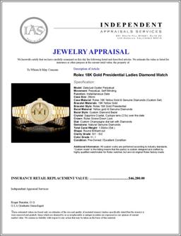 Rolex 18K Gold Presidential Ladies Diamond Watch