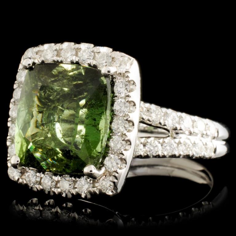 14K Gold 7.23ct Tourmaline & 1.17ctw Diamond Ring