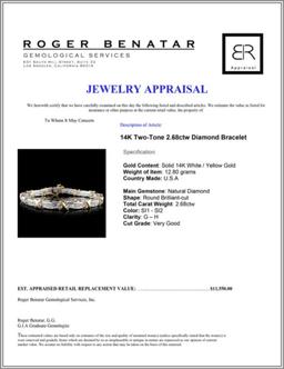 14K Two-Tone 2.68ctw Diamond Bracelet