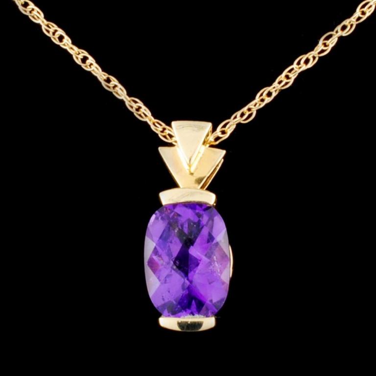 14K Gold 2.42ct Amethyst Pendant