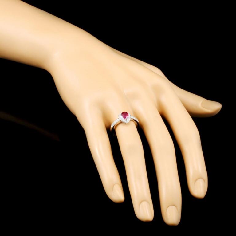 18K Gold 0.70ct Ruby & 0.25ctw Diamond Ring