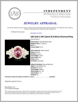 18K Gold 1.59ct Spinel & 0.84ctw Diamond Ring