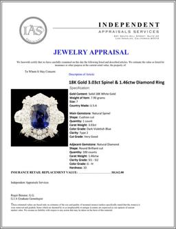 18K Gold 3.03ct Spinel & 1.46ctw Diamond Ring