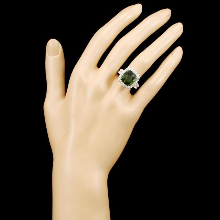 14K Gold 7.23ct Tourmaline & 1.17ctw Diamond Ring