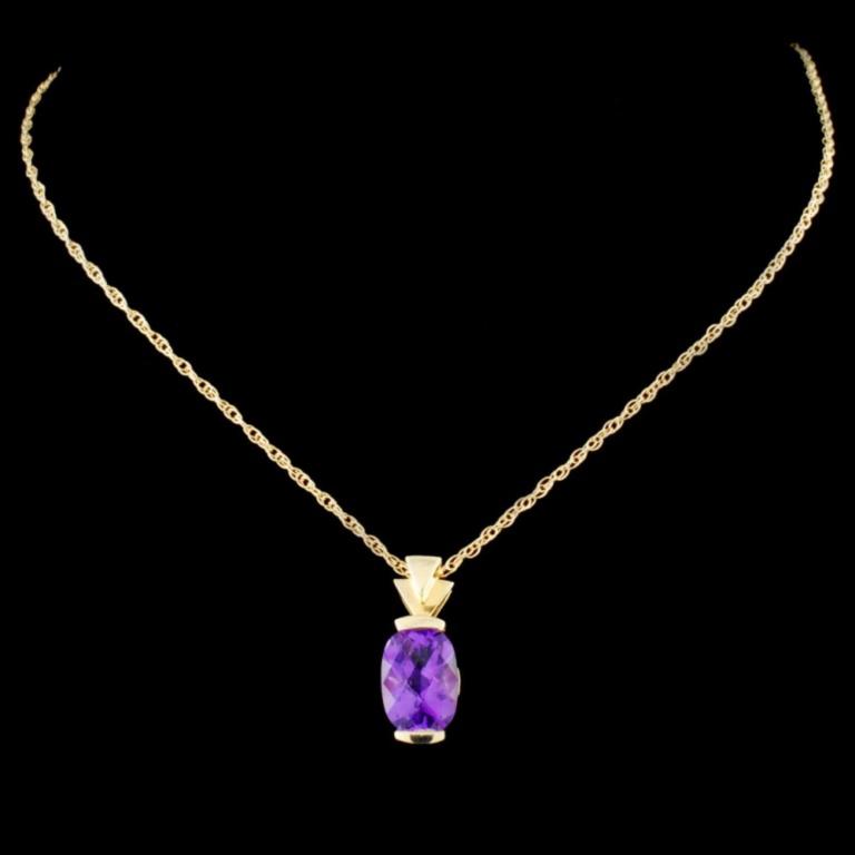 14K Gold 2.42ct Amethyst Pendant