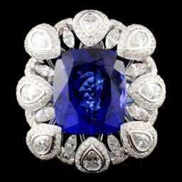 18K Gold 17.56ct Tanzanite & 3.50ctw Diamond Ring