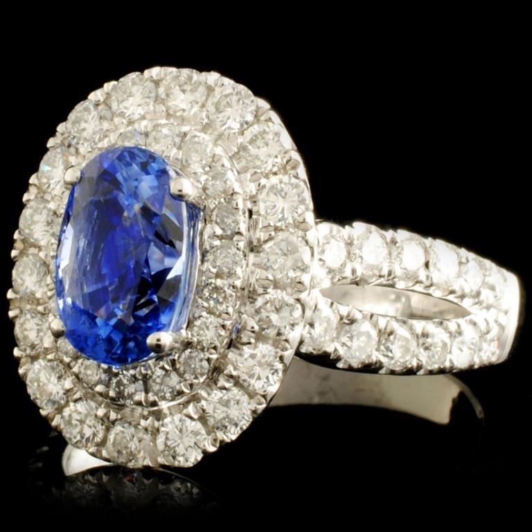 18K Gold 1.99ct Sapphire & 1.16ctw Diamond Ring