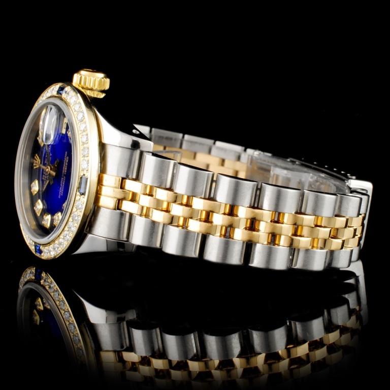 Rolex DateJust 18K & SS 1.00ct Diamond Blue Vignet